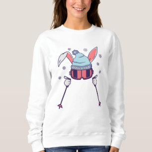 Skiing Rabbit with ski poles ski goggles ski cap Sweatshirt