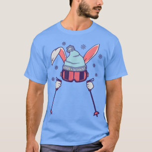 Skiing Rabbit with Ski Poles Ski Goggles Skicap Ea T-Shirt