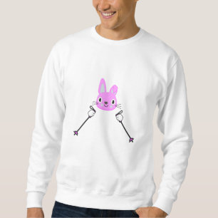 Skiing Rabbit with ski poles Sweatshirt