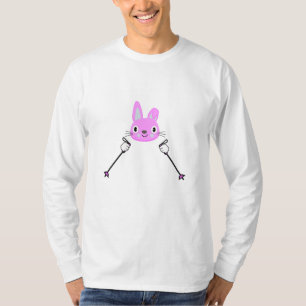 Skiing Rabbit with ski poles T-Shirt