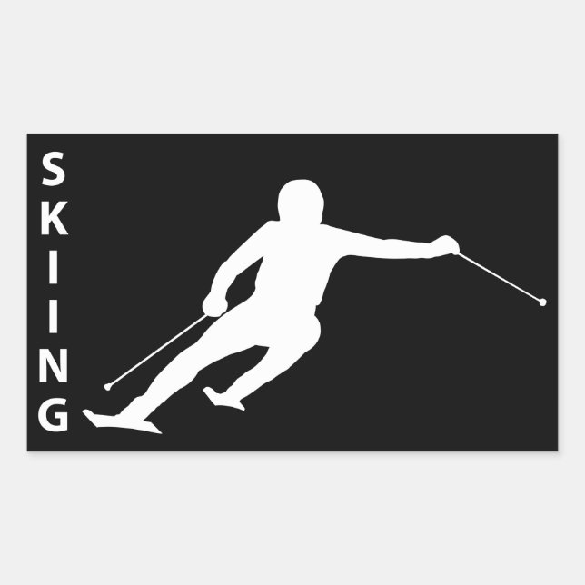 Skiing Rectangular Sticker (Front)
