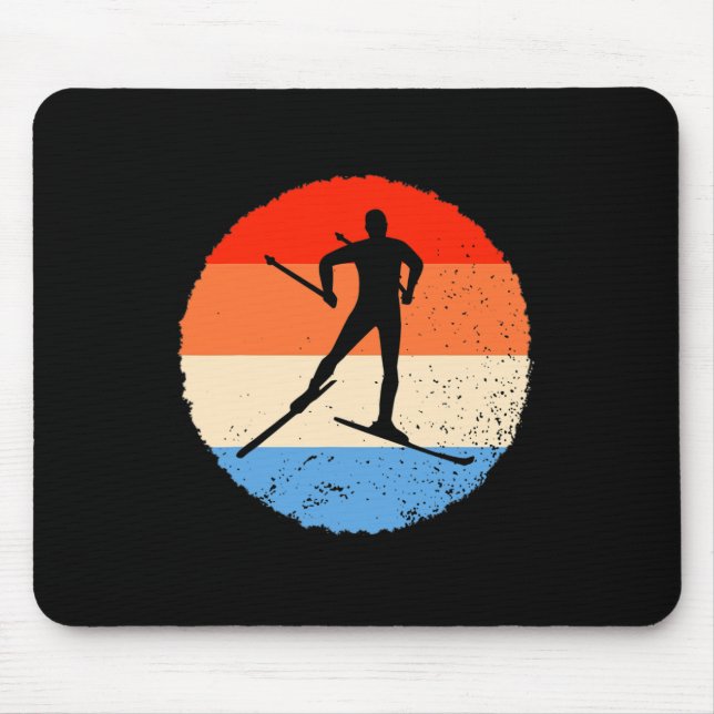 Skiing Retro Cross Country Skier  Mouse Pad (Front)