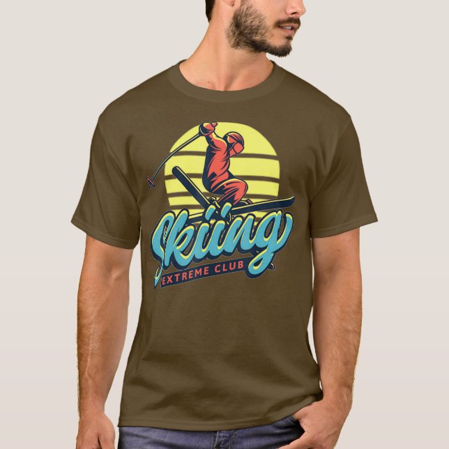 Skiing Retro Distressed Style  Gift Skiing T-Shirt (Front)