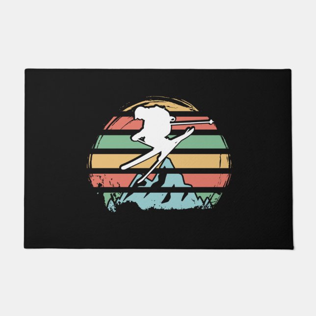Skiing Retro Doormat (Front)