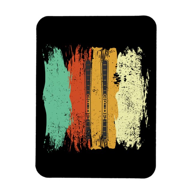 Skiing Retro Ski Magnet (Vertical)