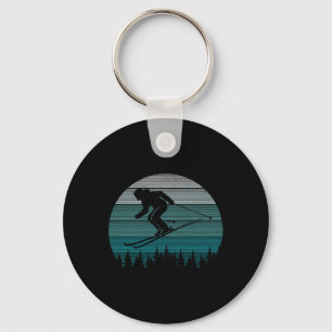 Skiing Retro Skier Mountain Extreme Winter Sports  Key Ring
