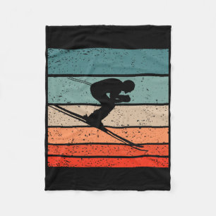 Skiing Retro Style Vintage  Fleece Blanket