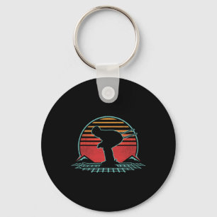 Skiing Retro Vintage 80s Style Skier Gift Key Ring