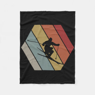 Skiing Retro Vintage Winter Gift For Skier Fleece Blanket