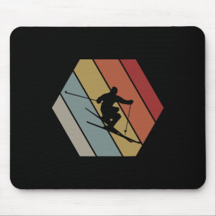 Skiing Retro Vintage Winter Gift For Skier Mouse Pad