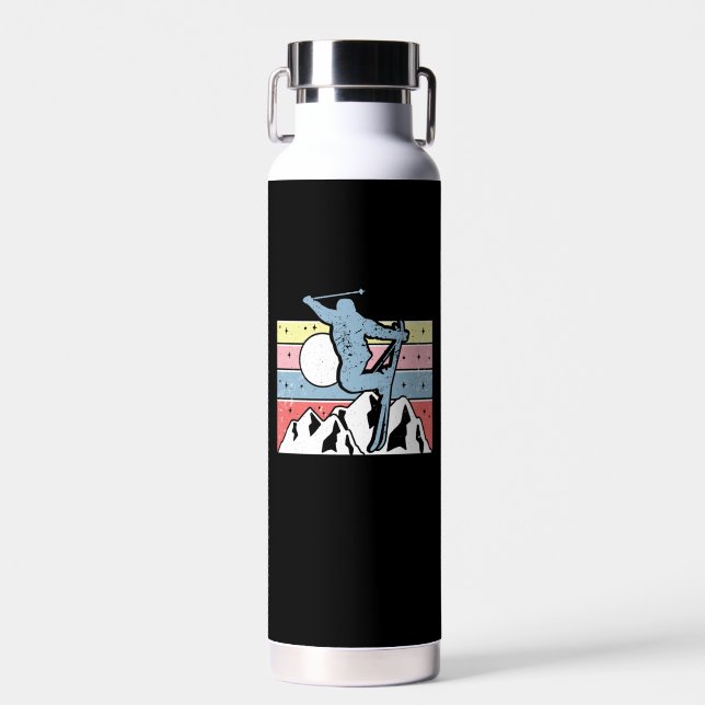 Skiing Retro Water Bottle (Front)