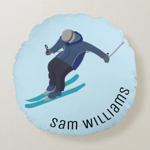 Skiing Round Cushion