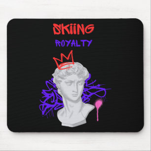 Skiing Royalty Greek Statue Winter Sports Mountain Mouse Pad