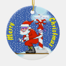 Skiing Santa Christmas Ornament