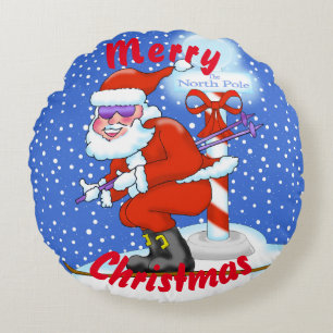 Skiing Santa Christmas Pillow