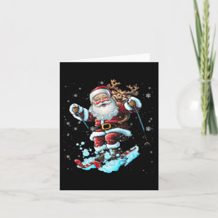 Skiing Santa Christmas Ski Winter Sport X-mas Paja Card