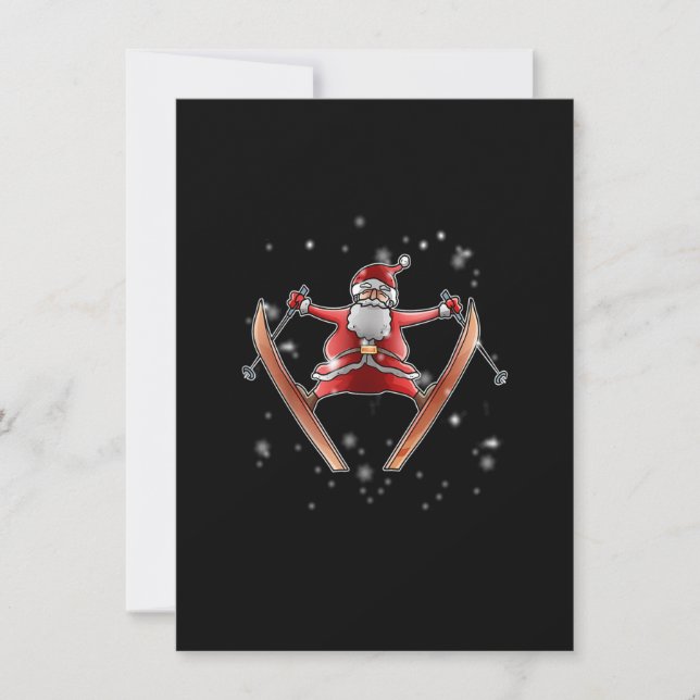 Skiing Santa Christmas Ski Winter Sport X-Mas Paja Invitation (Front)