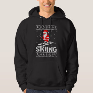 Skiing Santa Claus Christmas Skiing Lover Funny Xm Hoodie