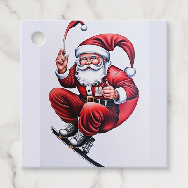 Skiing Santa Claus  Favour Tags (Cartoon Style Santa Claus!)