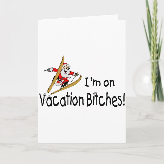 Skiing Santa Holiday Card (Front)