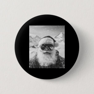 Skiing Santa Selfie Christmas  6 Cm Round Badge