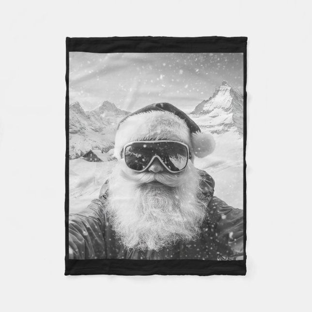 Skiing Santa Selfie Christmas  Fleece Blanket (Front)