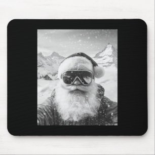 Skiing Santa Selfie Christmas Mouse Pad