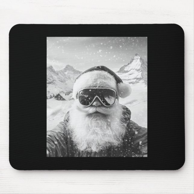 Skiing Santa Selfie Christmas  Mouse Pad (Front)