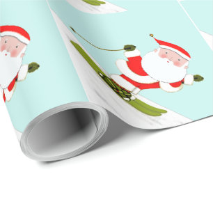Skiing Santa Skier Gift Wrapping Paper