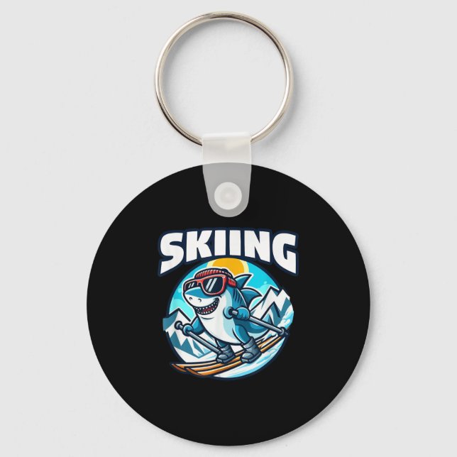 Skiing Shark Sports Skier  Key Ring (Front)