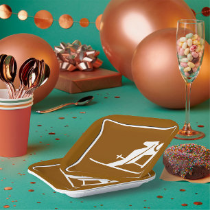 Skiing Sign Paper Plates