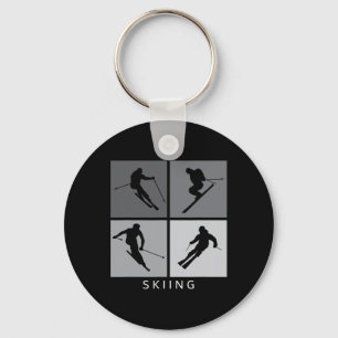 Skiing Silhouette Alpine Skier Winter Sports  Key Ring