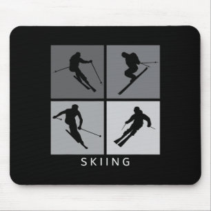 Skiing Silhouette Alpine Skier Winter Sports Mouse Pad