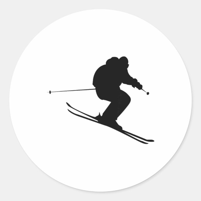 Skiing Ski _1  Classic Round Sticker (Front)