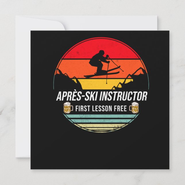 Skiing Ski Aprsski Instructor First Lesson Free Ap Invitation (Front)