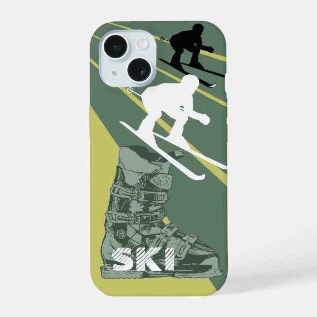 Skiing Ski Boot Army Green iPhone Case (Back)