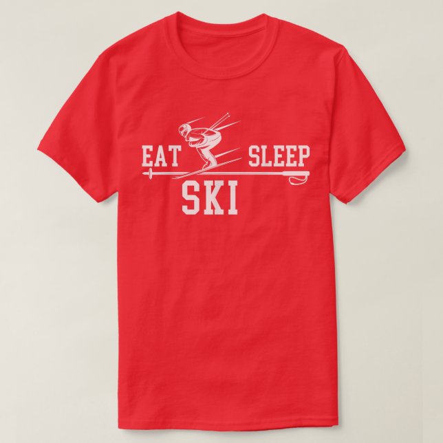 Skiing Ski Eat Sleep Repeat Winter Snow Sport Skie T-Shirt (Design Front)