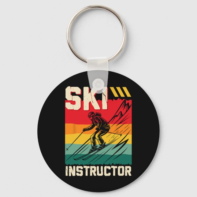 Skiing Ski Instructor Ski Slope Funny Trainer _1  Key Ring (Front)