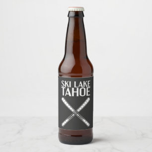 Skiing - Ski Lake Tahoe Beer Bottle Label