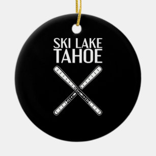 Skiing - Ski Lake Tahoe Ceramic Tree Decoration