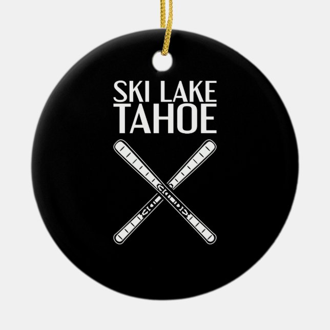 Skiing - Ski Lake Tahoe Ceramic Tree Decoration (Front)
