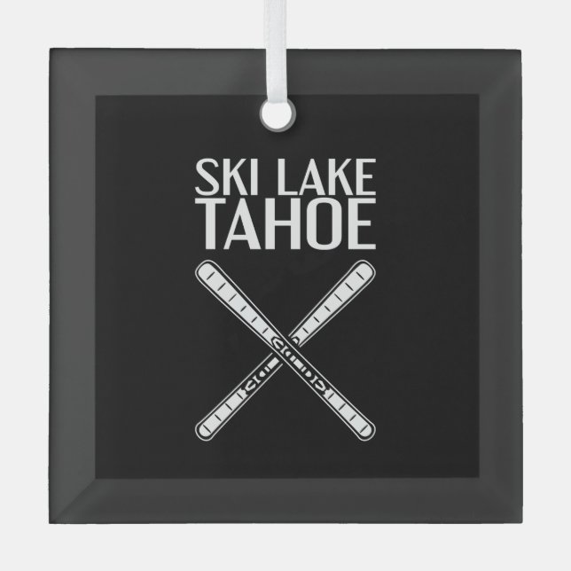 Skiing - Ski Lake Tahoe Glass Tree Decoration (Front)