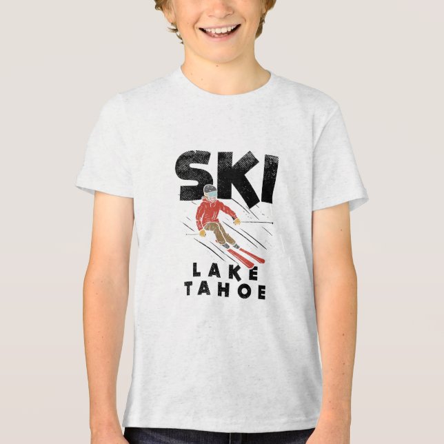 Skiing - Ski Lake Tahoe Tri-Blend Shirt (Front)
