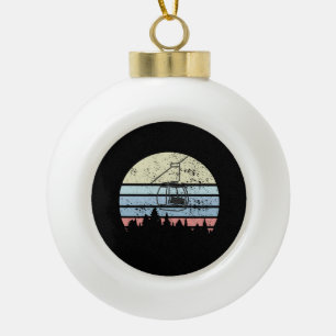 Skiing Ski Lift Retro Ceramic Ball Christmas Ornament