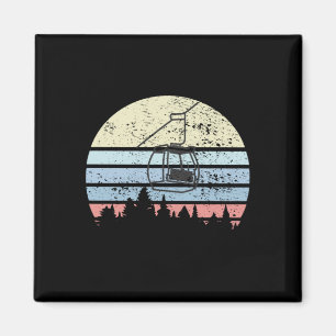 Skiing Ski Lift Retro Magnet