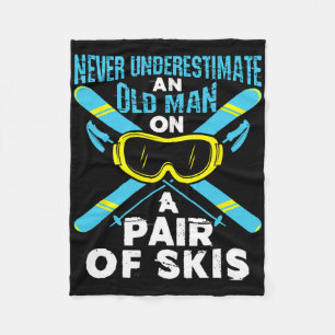 Skiing Ski Lover Winter Sports Old Man Senior Skie Fleece Blanket