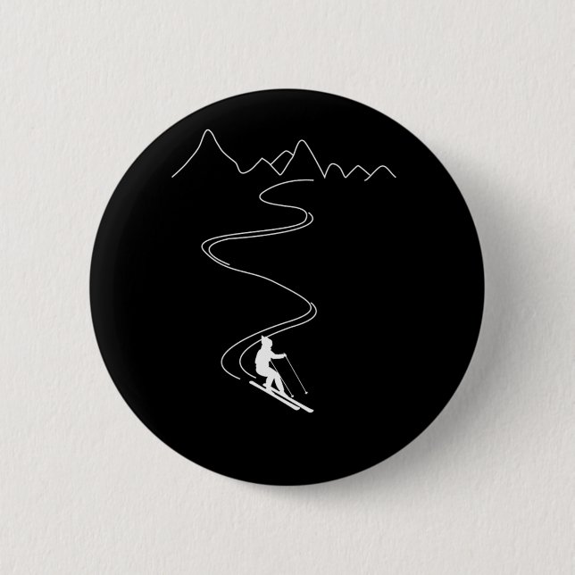 Skiing Ski Minimalist Skiing In The Mountains  6 Cm Round Badge (Front)