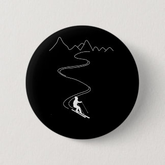 Skiing Ski Minimalist Skiing In The Mountains 6 Cm Round Badge