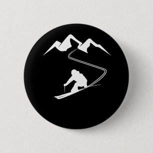 Skiing Ski Minimalist Skiing In The Mountains  6 Cm Round Badge