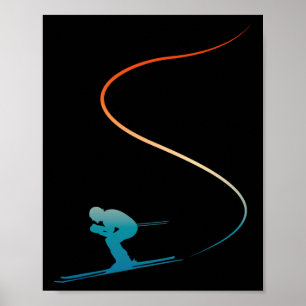 Skiing Ski Outfit Retro Vintage Nordic Skier Poster